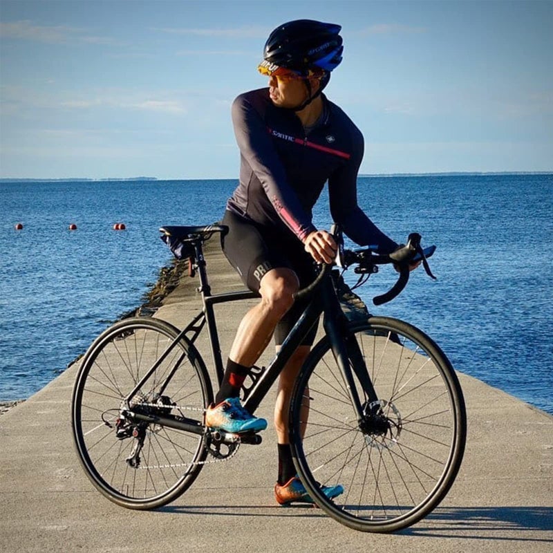 Santic قميص دراجات سانتيك للرجال بأكمام طويلة مع سحاب كامل وReflective جيوب رمادي - Image 2